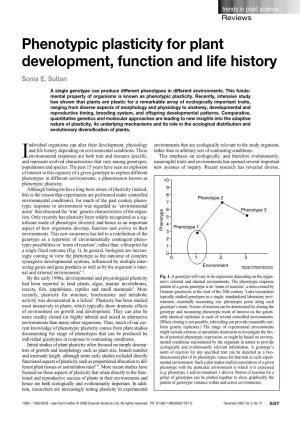Phenotypic Plasticity for Plant Development, Function and Life History Sonia E