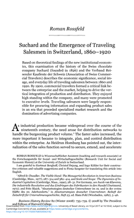 Suchard and the Emergence of Traveling Salesmen in Switzerland, 1860-1920