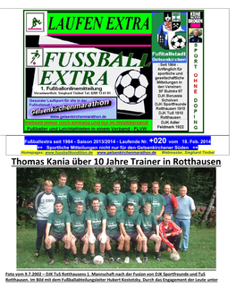 Thomas Kania Über 10 Jahre Trainer in Rotthausen