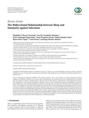 Review Article the Bidirectional Relationship Between Sleep and Immunity Against Infections