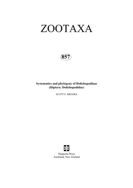 Zootaxa, Diptera, Dolichopodidae