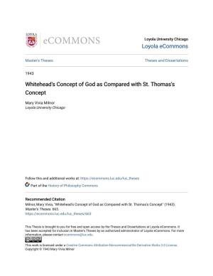 Whitehead's Concept of God As Compared with St. Thomas's Concept