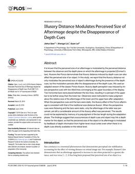 Illusory Distance Modulates Perceived Size of Afterimage Despite the Disappearance of Depth Cues