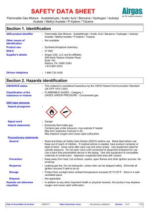 Section 2. Hazards Identification OSHA/HCS Status : This Material Is Considered Hazardous by the OSHA Hazard Communication Standard (29 CFR 1910.1200)