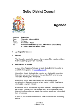 Selby District Council Agenda