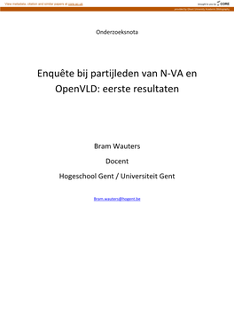 Enquête Bij Partijleden Van N-VA En Openvld: Eerste Resultaten