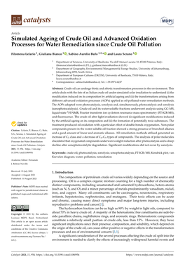 Simulated Ageing of Crude Oil and Advanced Oxidation Processes for Water Remediation Since Crude Oil Pollution