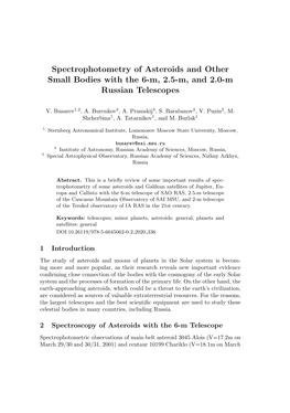 Spectrophotometry of Asteroids and Other Small Bodies with the 6-M, 2.5-M, and 2.0-M Russian Telescopes