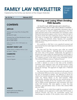 FAMILY LAW NEWSLETTER Published by the Family Law Section of the Oregon State Bar