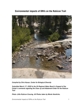 Environmental Impacts of Off-Road Vehicles on the Rubicon Trail