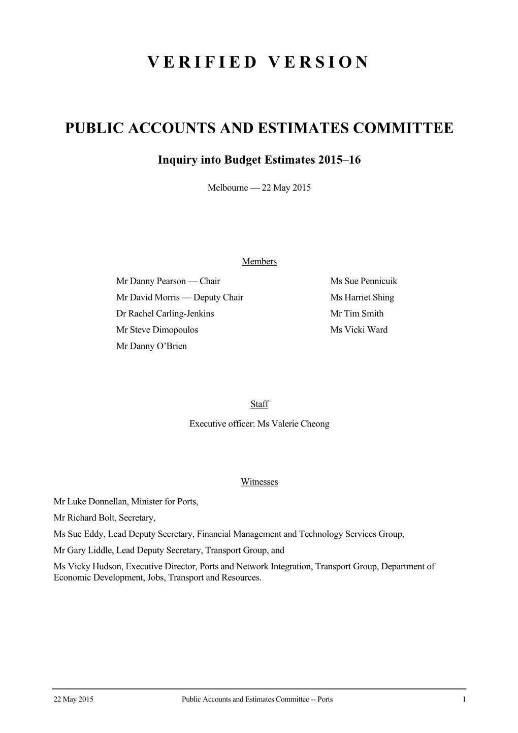 Public Accounts and Estimates Committee