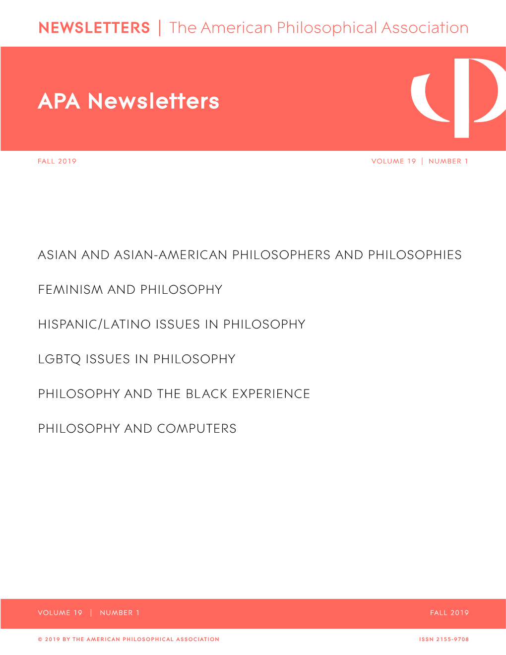 APA Newsletters Fall 2019