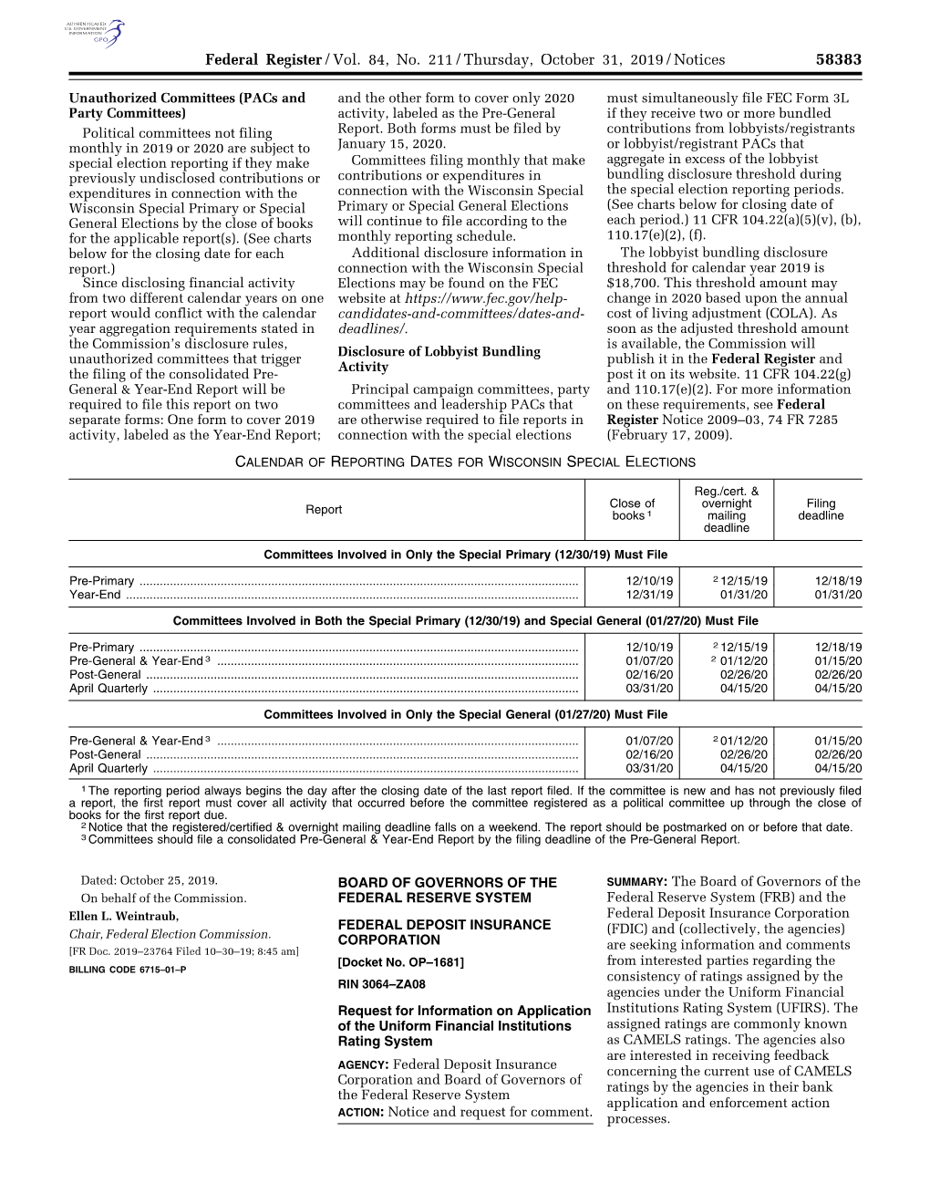 Federal Register/Vol. 84, No. 211/Thursday, October 31, 2019