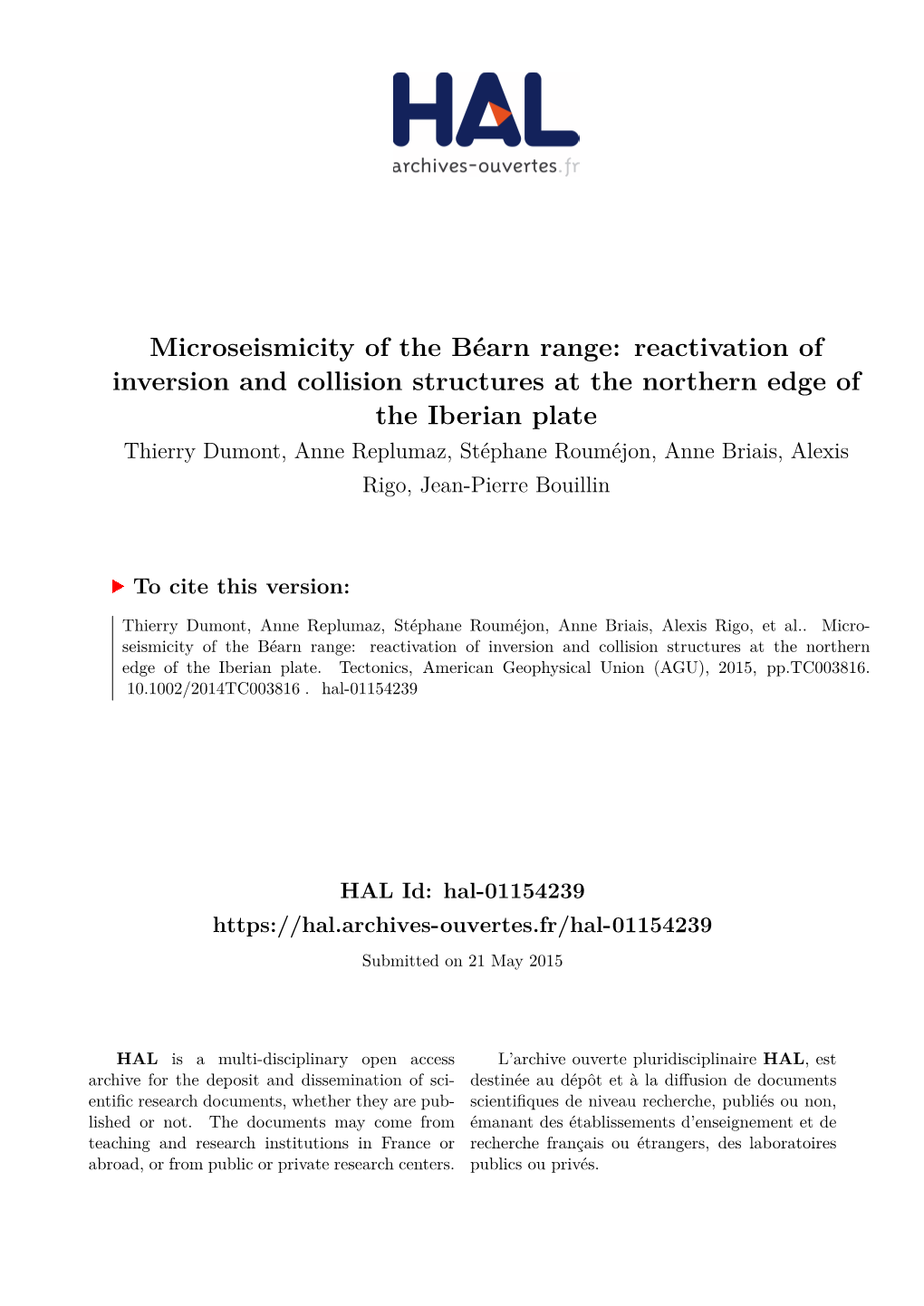 Microseismicity of the Béarn Range