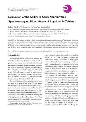Evaluation of the Ability to Apply Near-Infrared Spectroscopy on Direct Assay of Acyclovir in Tablets