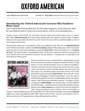 Introducing the Oxford American's Greatest Hits Southern Music Issue