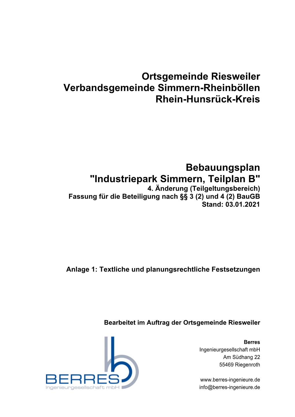 Ortsgemeinde Riesweiler Verbandsgemeinde Simmern-Rheinböllen Rhein-Hunsrück-Kreis