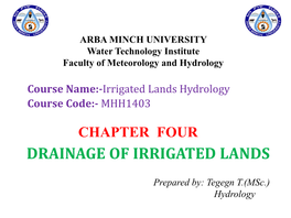 4. Drainage of Irrigated Lands