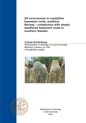 Oil Occurrences in Crystalline Basement Rocks, Southern Norway – Comparison with Deeply Weathered Basement Rocks in Southern Sweden
