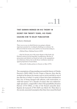 Myth: That Darwin Worked on His Theory in Secret for Twenty Years