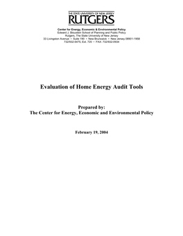 Evaluation of Home Energy Audit Tools
