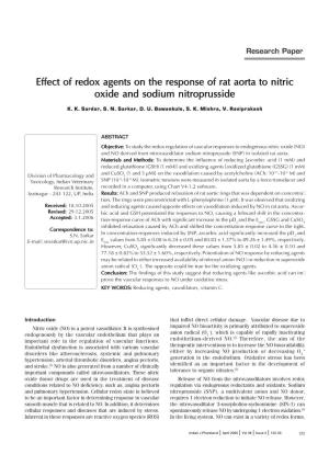 Effect of Redox Agents on the Response of Rat Aorta to Nitric Oxide and Sodium Nitroprusside K