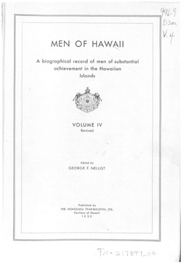 Men of Hawaii a Biographical Reference