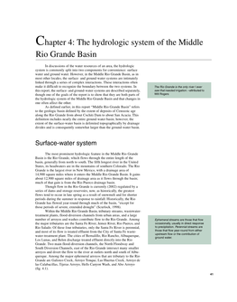 Chapter 4: the Hydrologic System of the Middle Rio Grande Basin