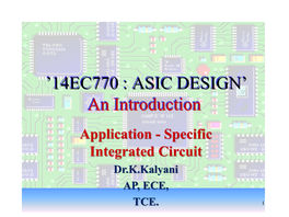 Introduction to ASIC Design