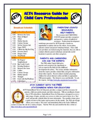 AETN Resource Guide for Child Care Professionals
