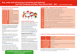 Bus, Coach and Rail Services in Dumfries and Galloway Over the Christmas and New Year Period 2020 - 2021