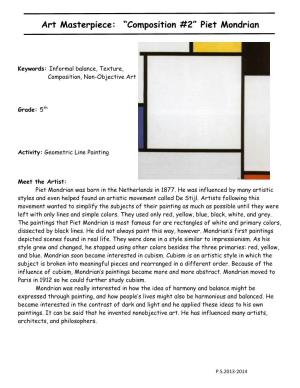 Art Masterpiece: “Composition #2” Piet Mondrian