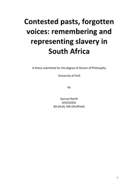Remembering and Representing Slavery in South Africa
