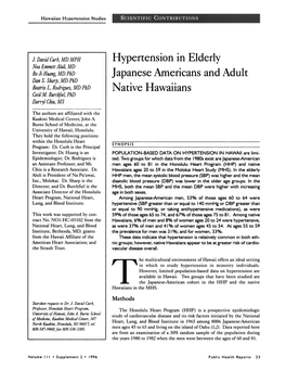 Hypertension in Elderly Noa Emmett Aluli, MD Bo Ji Huang, MD Phd Japanese Americans and Adult Dan S