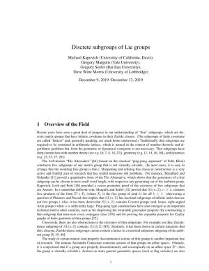 Discrete Subgroups of Lie Groups