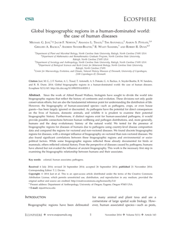 Global Biogeographic Regions in a Human-Dominated World: the Case of Human Diseases 1, 2 2 2 3,6 MICHAEL G