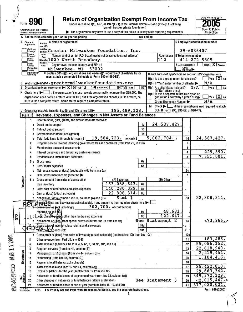 ^; . Return of Organization Exempt from Income