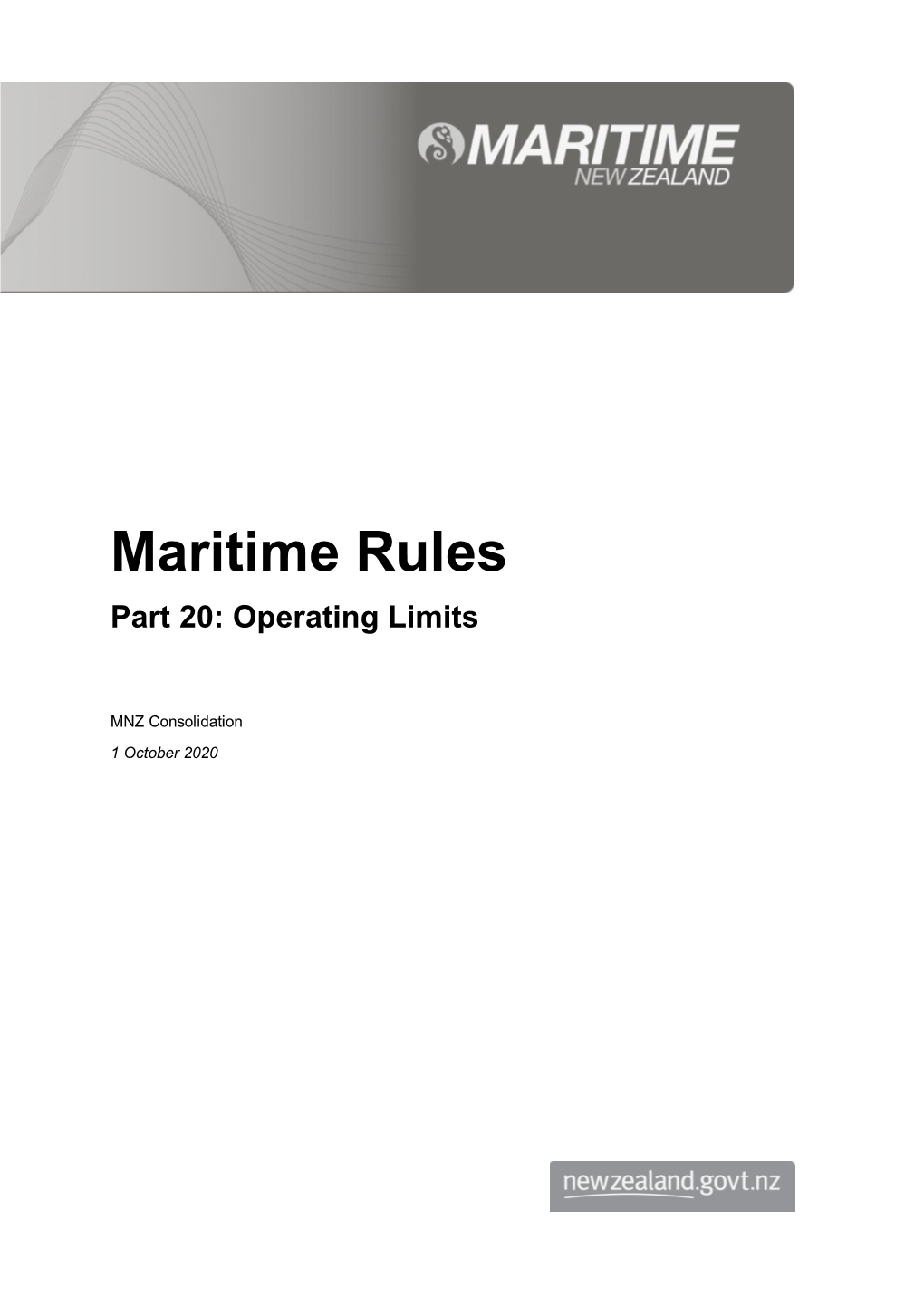 Maritime Rules Part 20: Operating Limits