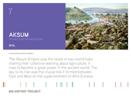 The Aksum Empire Was the Result of Two World Hubs Sharing Their Collective Learning About Agriculture