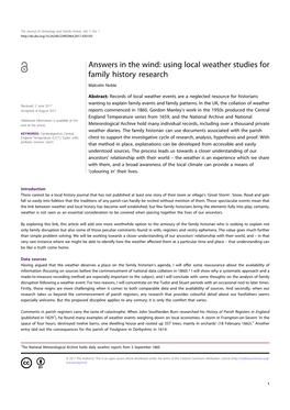 Answers in the Wind: Using Local Weather Studies for Family History Research