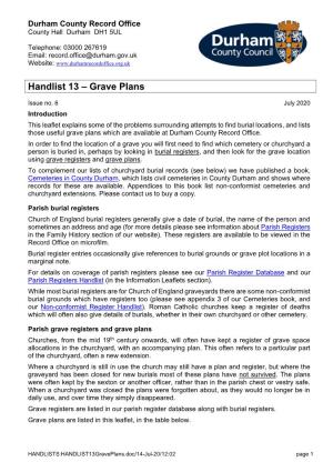 Handlist 13 – Grave Plans