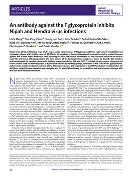 An Antibody Against the F Glycoprotein Inhibits Nipah and Hendra Virus Infections