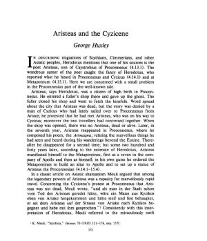 Aristeas and the Cyzicene , Greek, Roman and Byzantine Studies, 27:2 (1986:Summer) P.151
