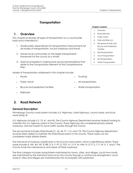 Transportation 1. Overview 2. Road Network