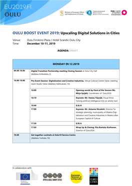 OULU BOOST EVENT 2019: Upscaling Digital Solutions in Cities