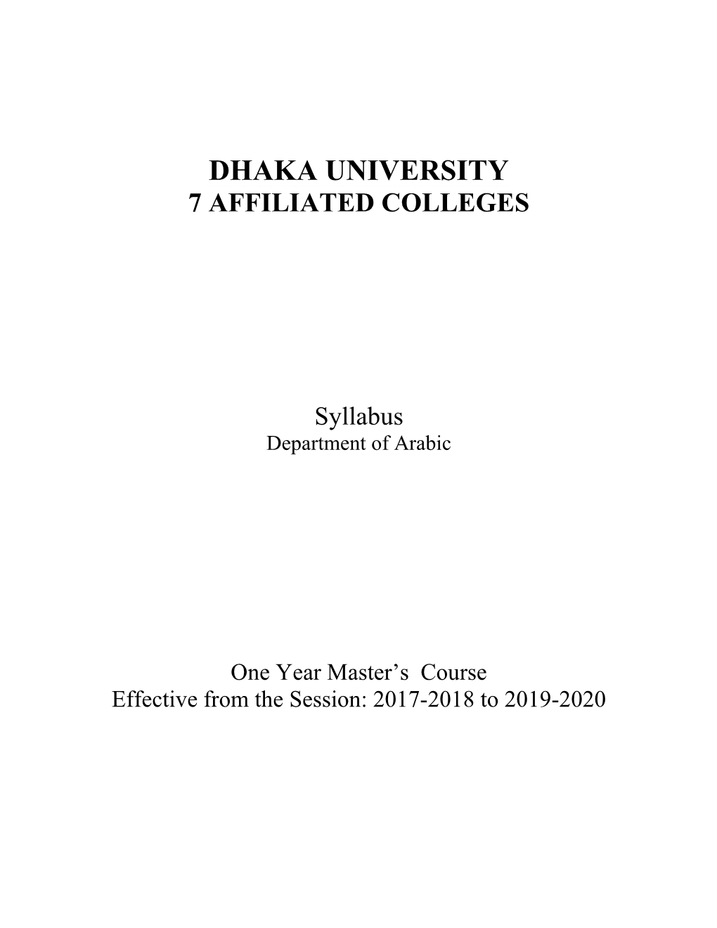 Syllabus Department of Arabic