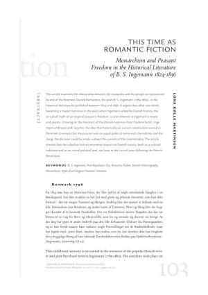 THIS TIME AS ROMANTIC FICTION Monarchism and Peasant Freedom in the Historical Literature Tion of B