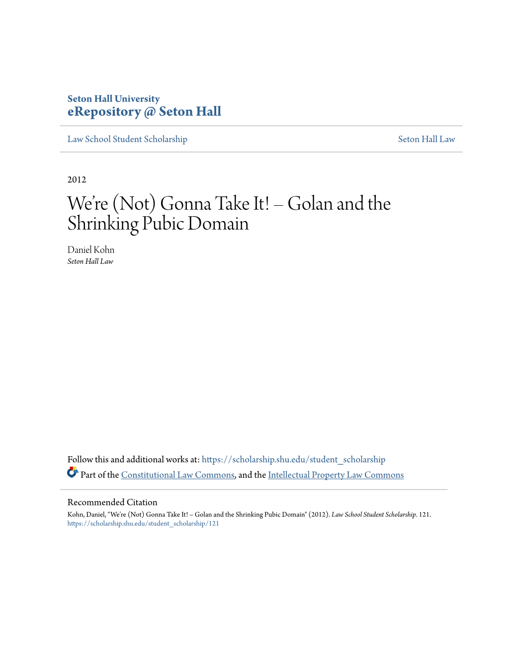 Â•Fi Golan and the Shrinking Pubic Domain