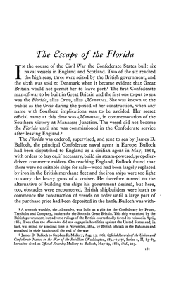 The Sscape of the Florida N the Course of the Civil War the Confederate States Built Six Naval Vessels in England and Scotland