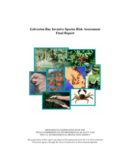 Galveston Bay Invasive Species Risk Assessment Final Report